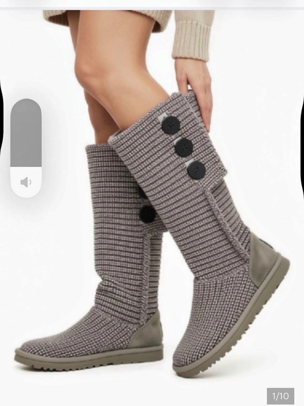UGG Classic Cardy Knit Button Winter Boots US 8 Gray